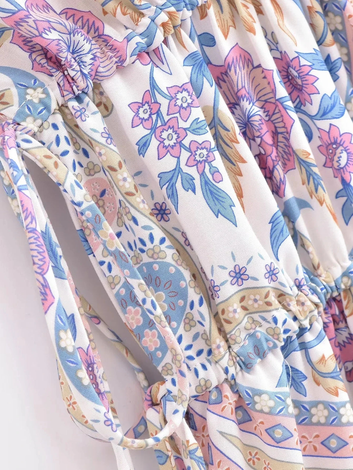 Paisley Print Bohemian Wide Leg Long Pants Jumpsuit Women Summer New Overalls Spaghetti Strap Loose Casual Boho Jumpsuit Tassel